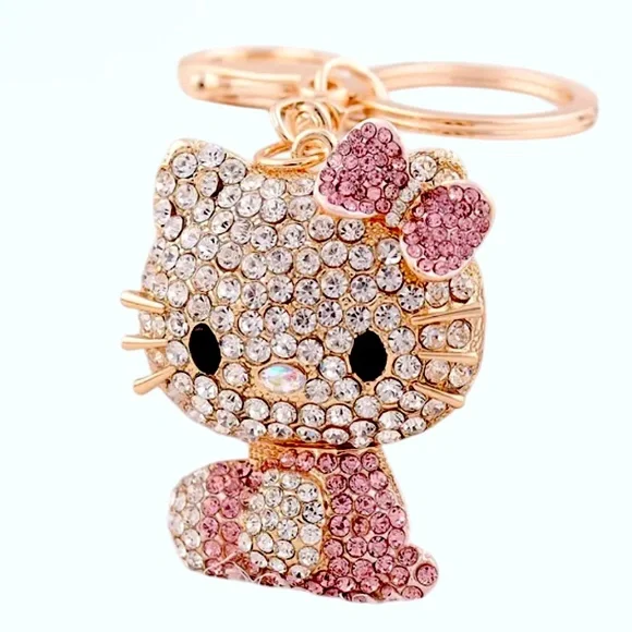 New Hello Kitty Pink Rhinestone Keychain - Picture 1 of 1